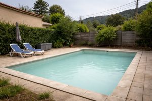 Eau de piscine laiteuse et blanche après un traitement choc au chlore
